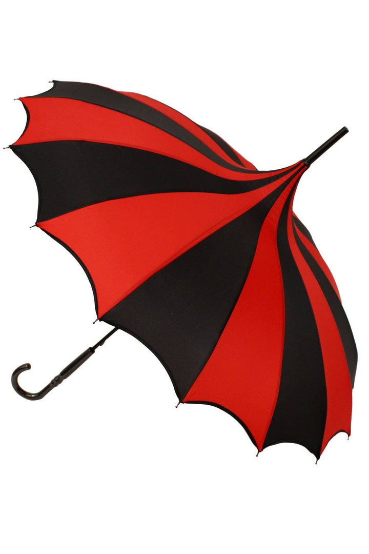 vampirefreaks - Batwing Pagoda Umbrella [BLACK/RED STRIPED]