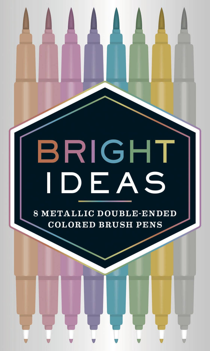 Chronicle Books - Bright Ideas Metallic Double-Ended Colored Brush Pens