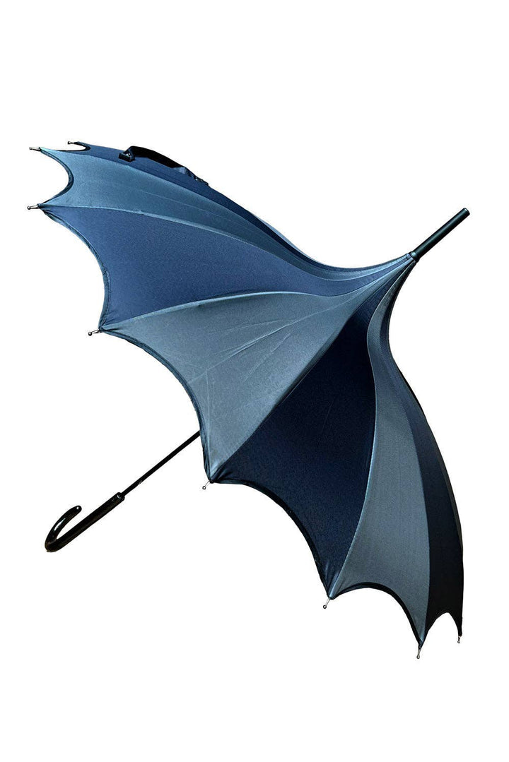 vampirefreaks - Batwing Pagoda Umbrella [BLACK/GRAY STRIPED]