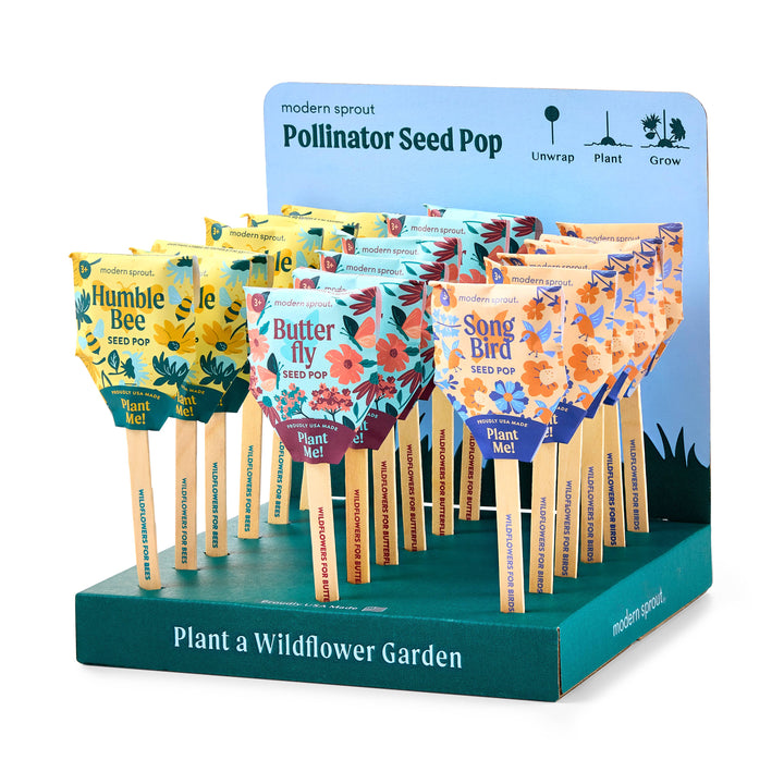 Modern Sprout - Pollinator Seed Pops - 36 Pk + Display