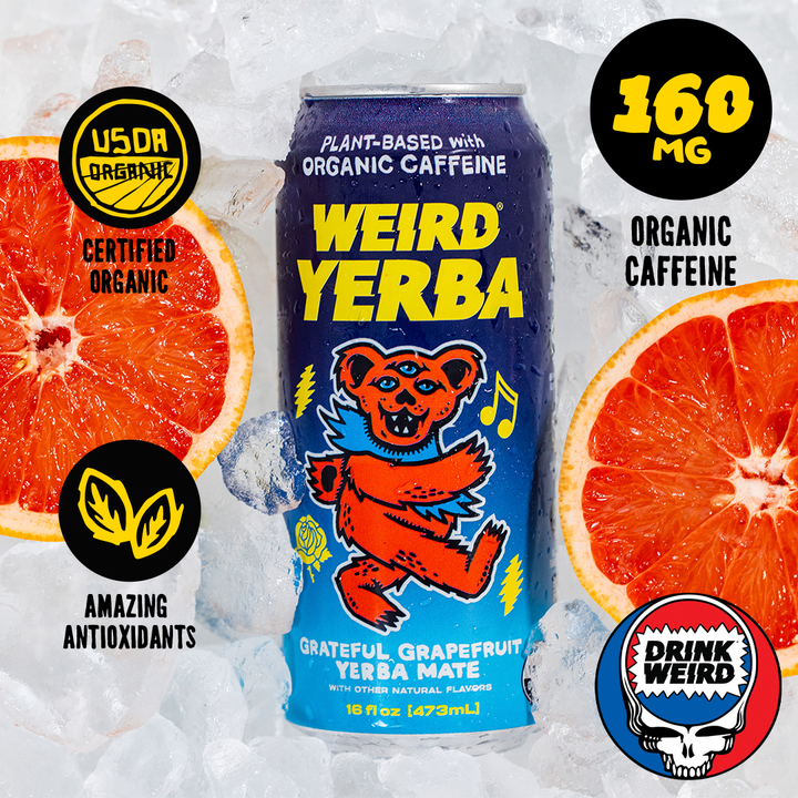 Weird Beverages - Organic Grateful Grapefruit Yerba Mate 16oz Can