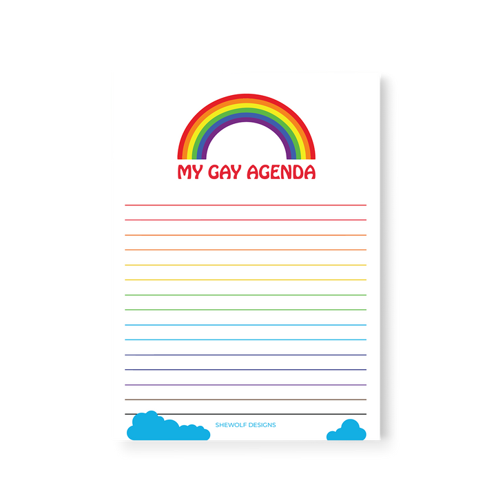 SHEWOLF Designs - Gay Agenda Rainbow Pride Notepad
