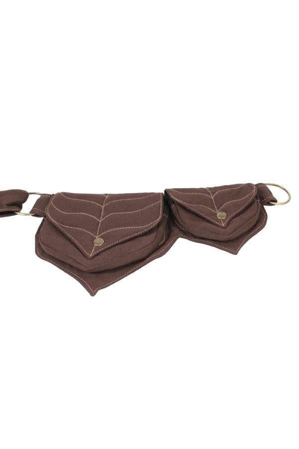 Lakhays Collection Inc. - Cotton two Leaf Pocket Waist Belt: Black / One Size