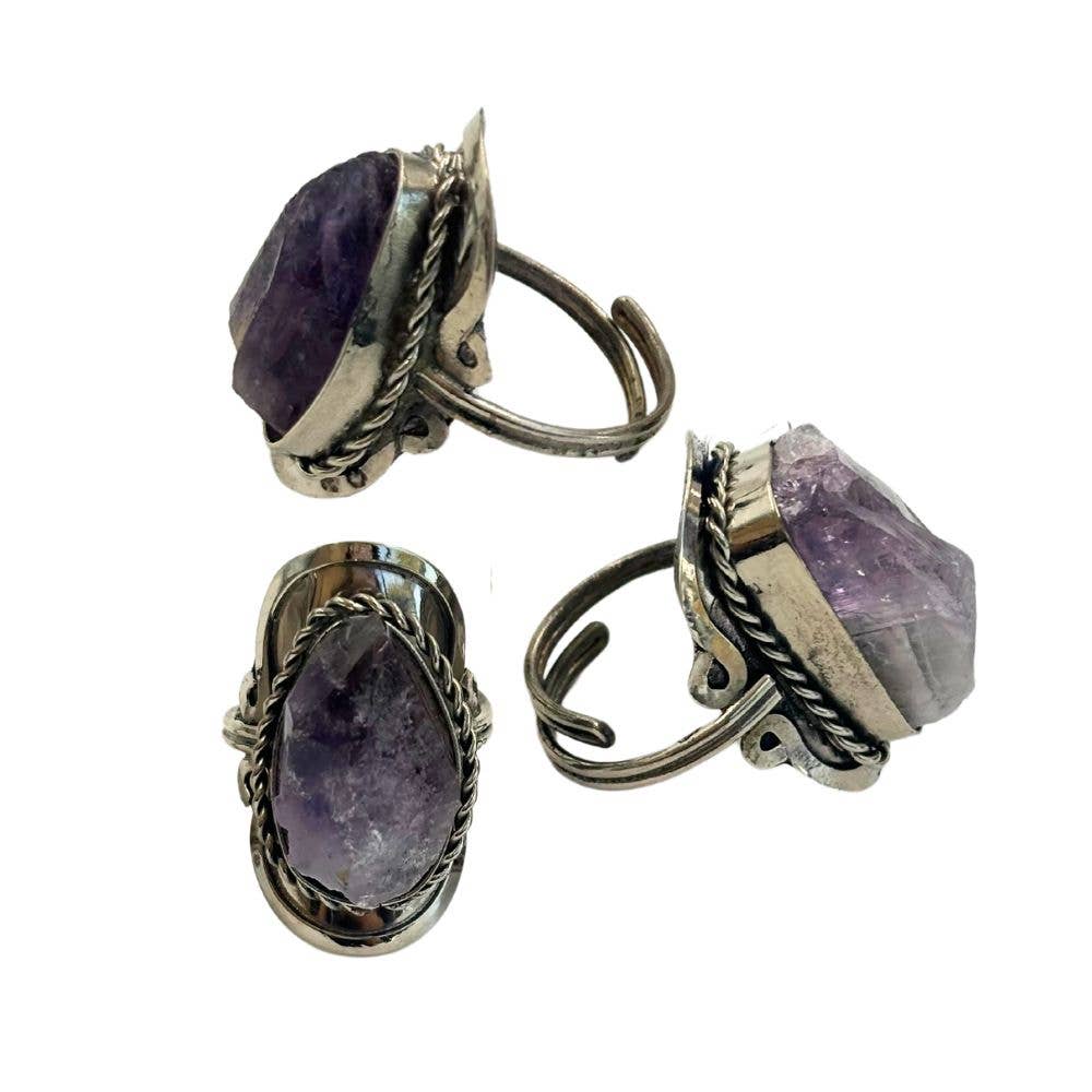 Earths Elements Ring - Raw Amethyst