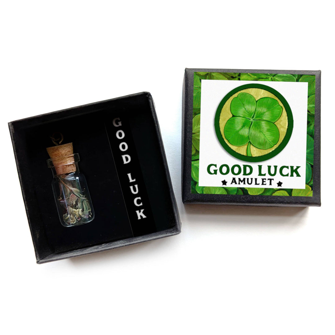 Brainmeats Atelier - Good Luck Amulet – Fortune &amp; Joy Talisman Necklace w/ Clover