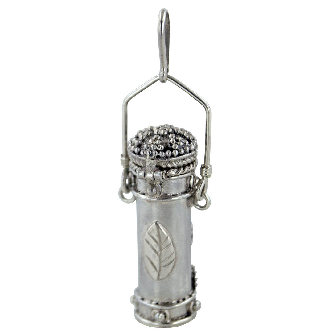 Silver Insanity - Poison Bottle - Tall Sterling Silver Pillbox Urn Pendant: Amethyst