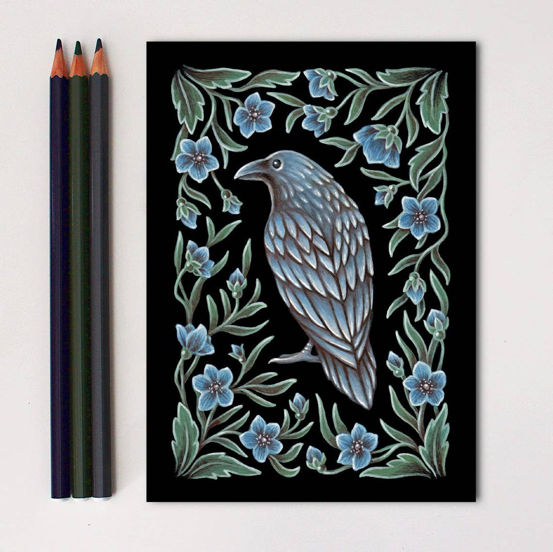 Faina Lorah - Raven Art Print Folk Decor: 8x10