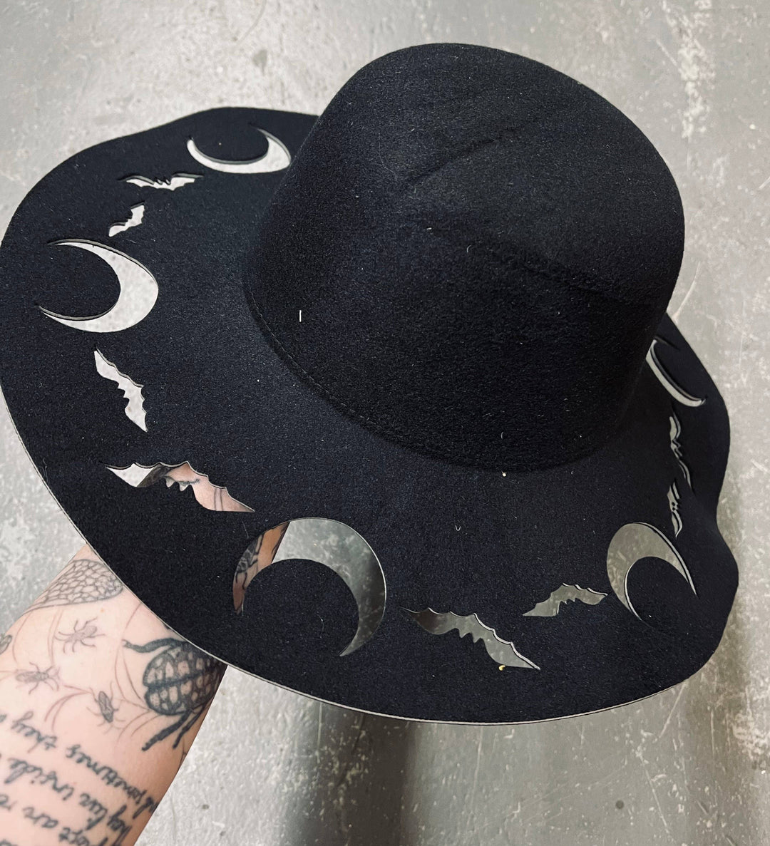 Witchwood Bags - Bat Moon CUT OUT Floppy Felt Hat