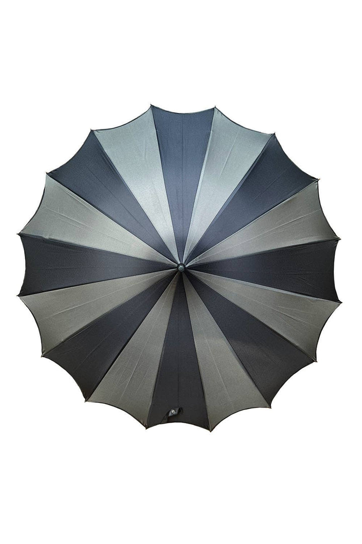vampirefreaks - Batwing Pagoda Umbrella [BLACK/GRAY STRIPED]