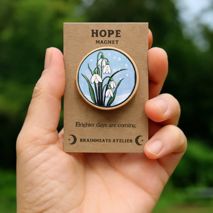 Brainmeats Atelier - Hope Magnet – Snowdrop Flowers “Brighter Days Are Coming”