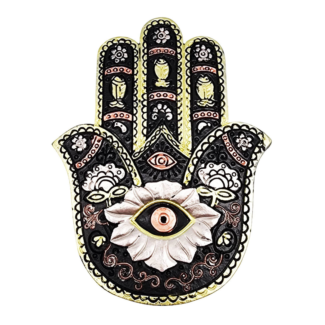 Fantasy Gifts - Rose Gold/Gold/Black Hamsa Hand Flat Incense Burner