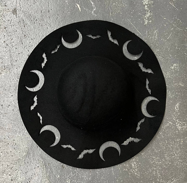 Witchwood Bags - Bat Moon CUT OUT Floppy Felt Hat