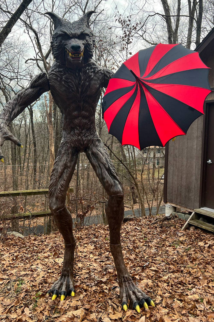 vampirefreaks - Batwing Pagoda Umbrella [BLACK/RED STRIPED]