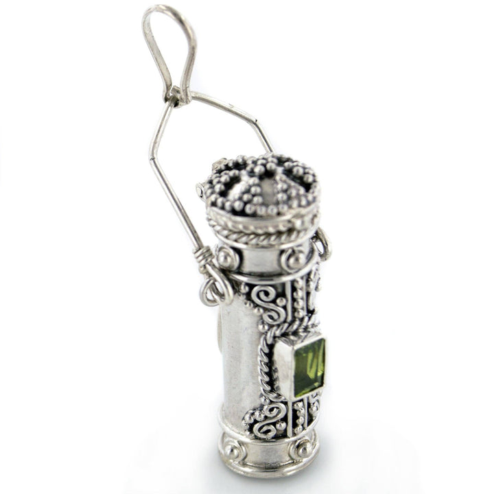 Silver Insanity - Poison Bottle - Tall Sterling Silver Pillbox Urn Pendant: Amethyst