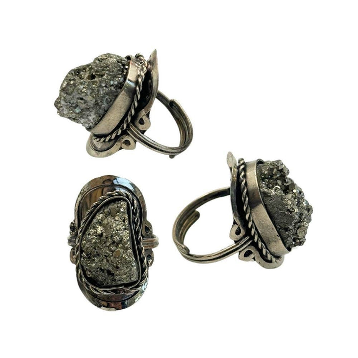 Earths Elements Ring - Raw Pyrite