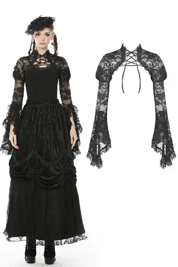 Western Fashion - BW85 - Gothic Lace Shoulder Piece with Full Sleeves: Black / L