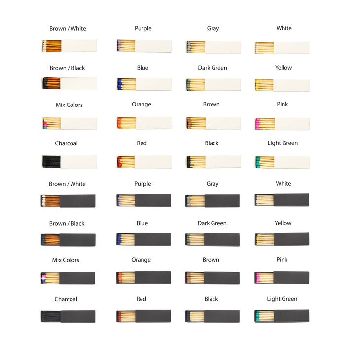 2" Inch Matchboxes - Matchsticks - Matches - Colorful: Black / White Matchbox
