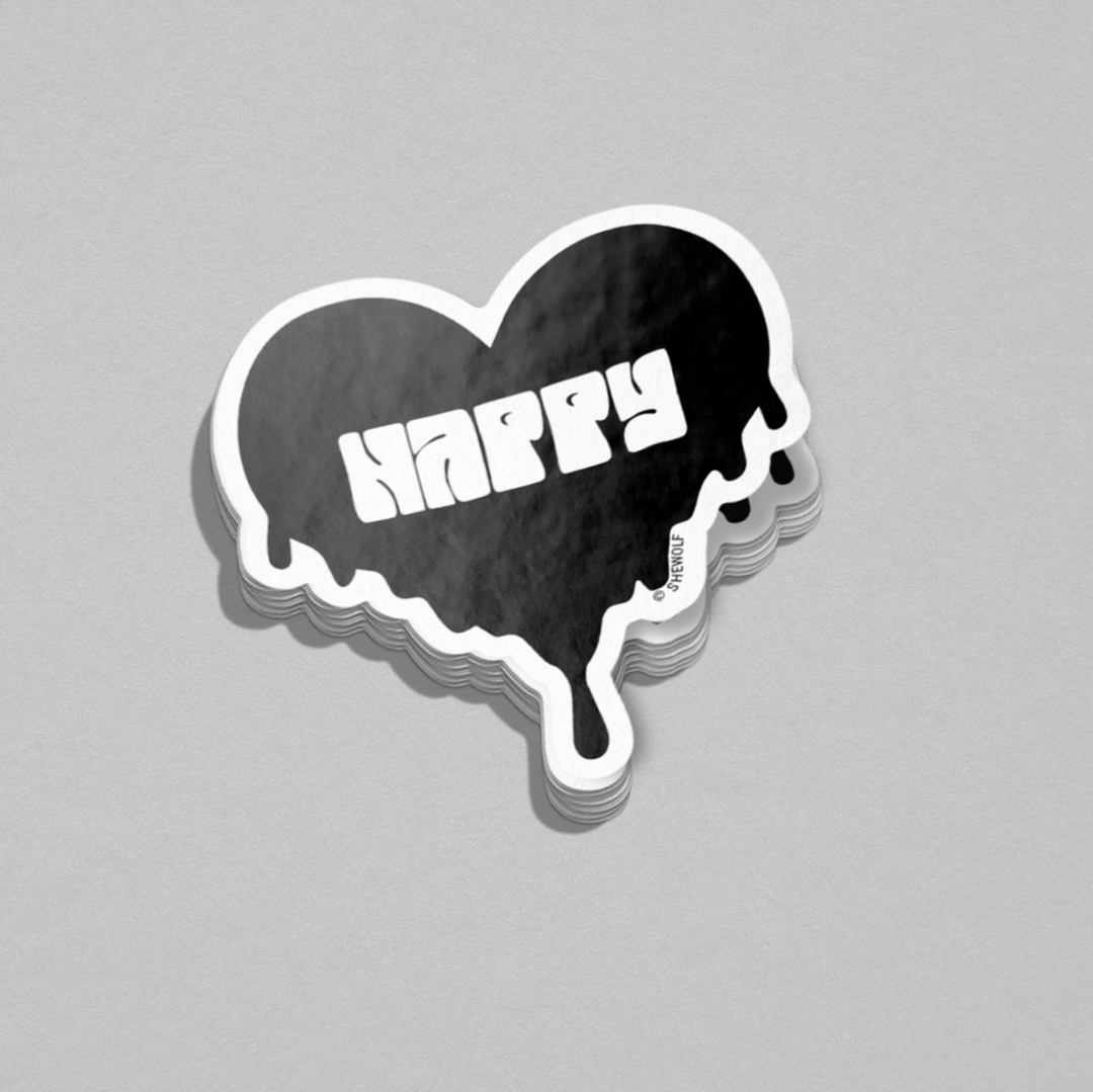 SHEWOLF Designs - Emo Heart Sticker | Spooky Trippy Happy Anti-Valentine Decal