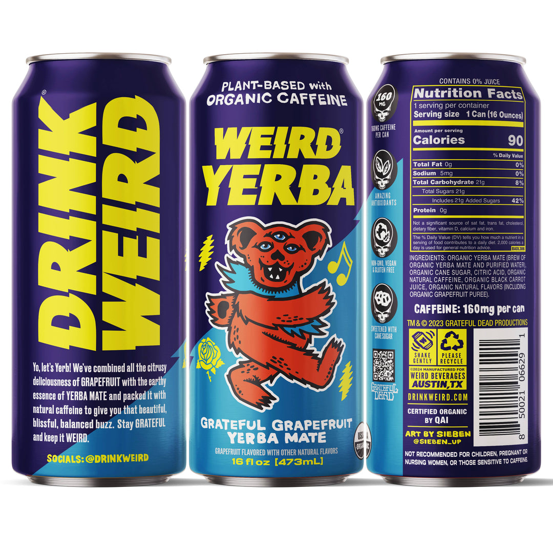 Weird Beverages - Organic Grateful Grapefruit Yerba Mate 16oz Can