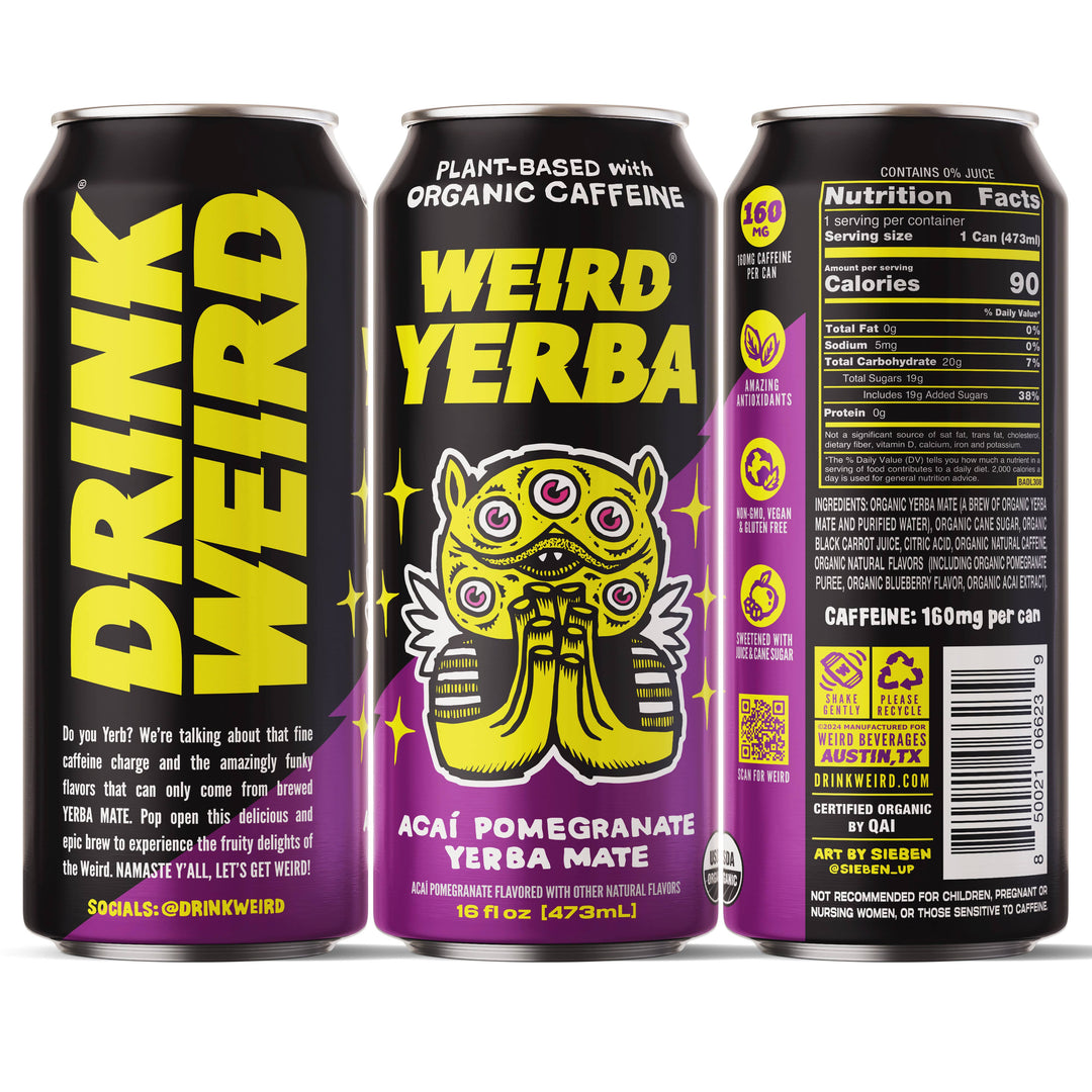 Weird Beverages - Organic Acai Pomegranate Yerba Mate 16oz Cans