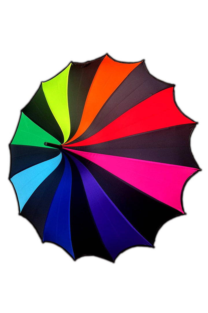 vampirefreaks - Batwing Pagoda Umbrella [Goth Rainbow]