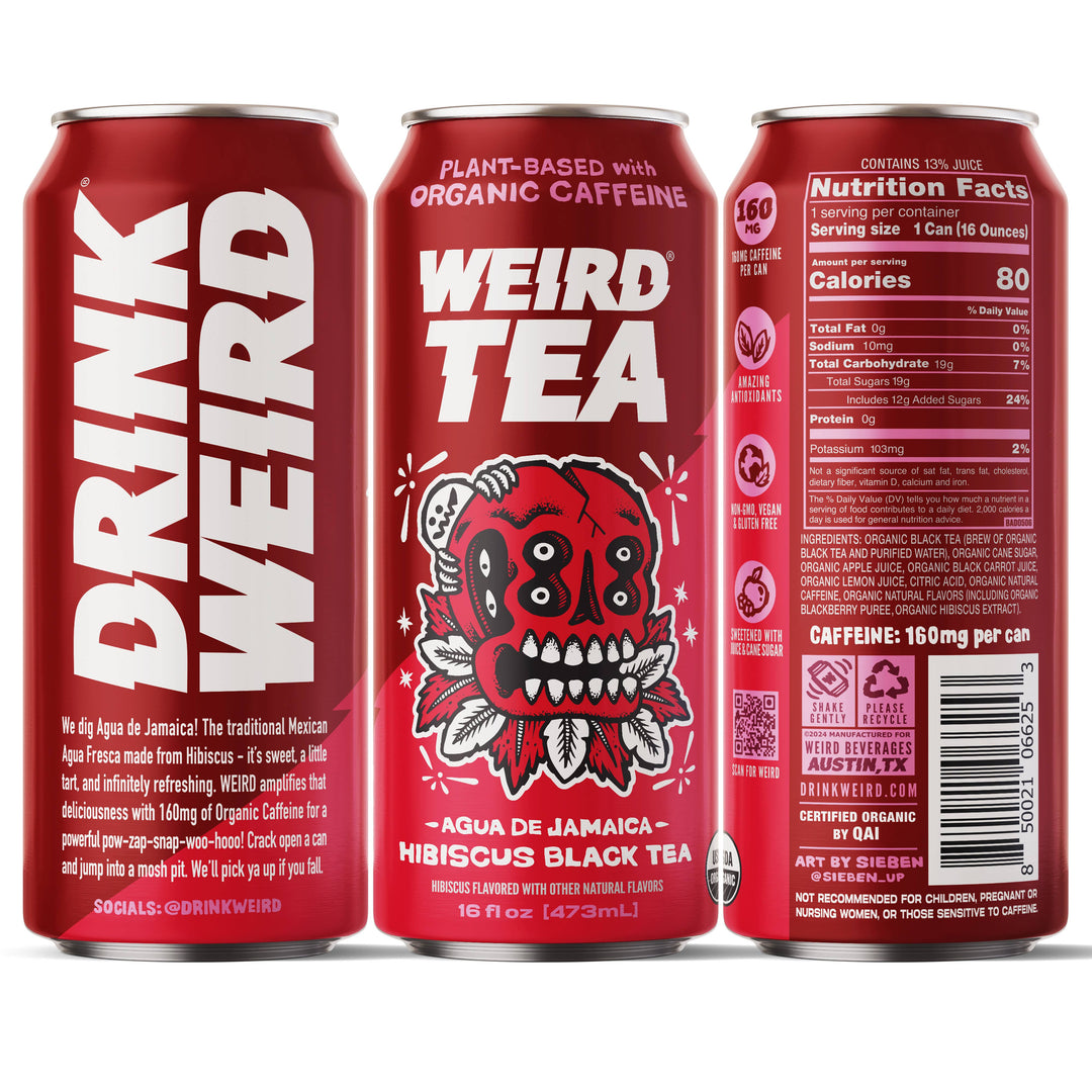 Weird Beverages - Organic Agua de Jamaica Hibiscus Black Tea 16oz Can