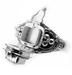 Silver Insanity - Sterling Silver Square Gemstone Poison Box Locket Ring: Blue Lapis