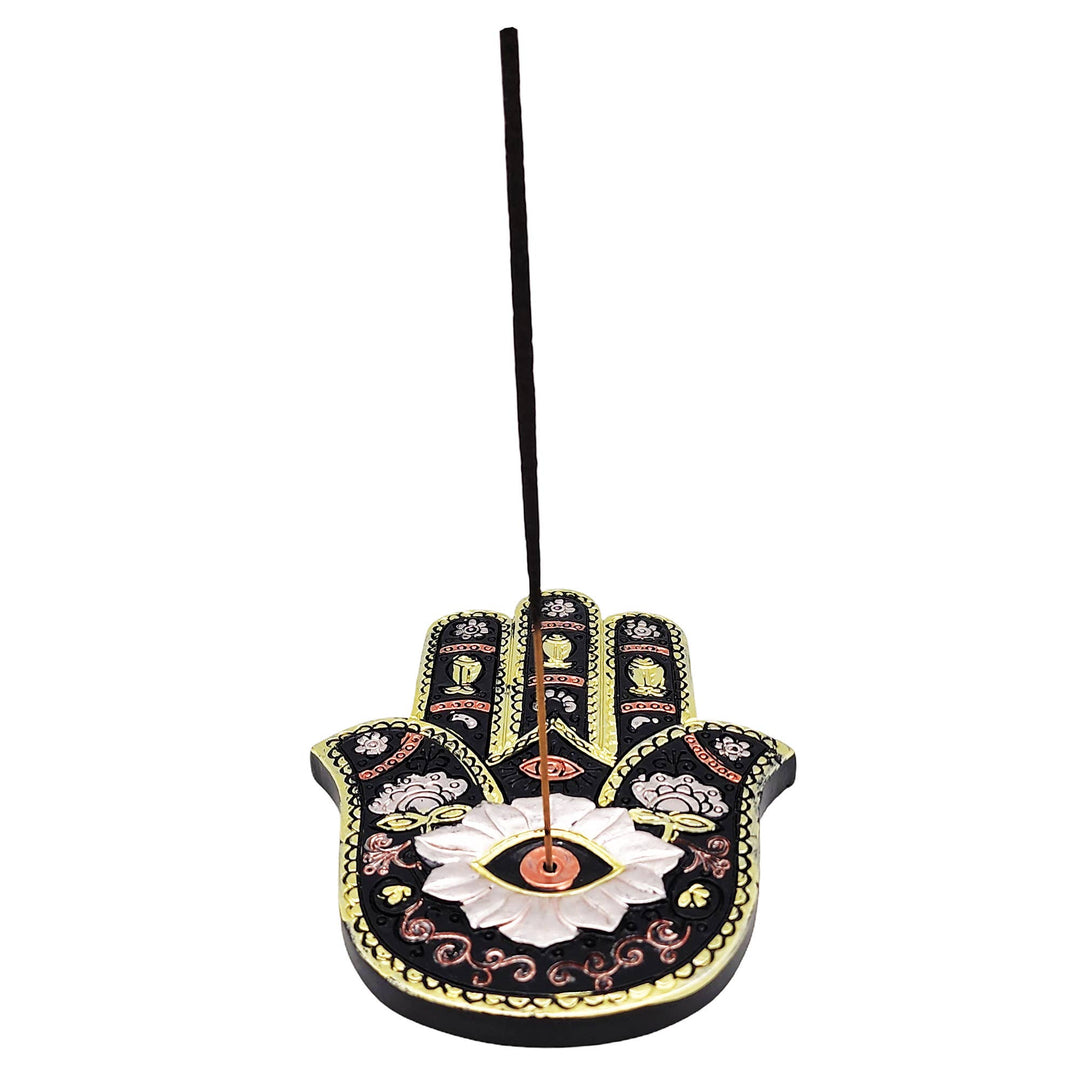 Fantasy Gifts - Rose Gold/Gold/Black Hamsa Hand Flat Incense Burner