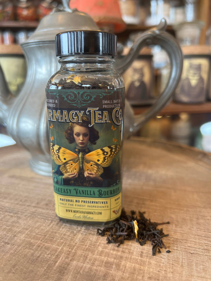 Montana Farmacy - Speakeasy Tea Vanilla Bourbon deep black tea Vintage Vibe