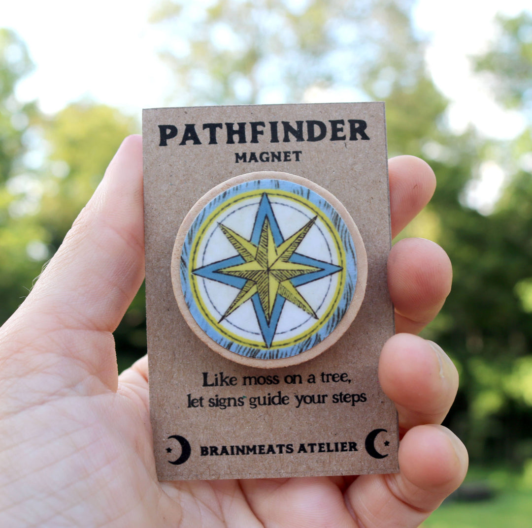 Brainmeats Atelier - Pathfinder Magnet – Compass Intention Token for Guidance