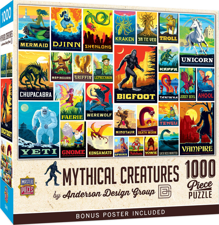 MasterPieces Puzzles - Vintage Posters - Mythical Creatures 1000 Piece Jigsaw Puzzle
