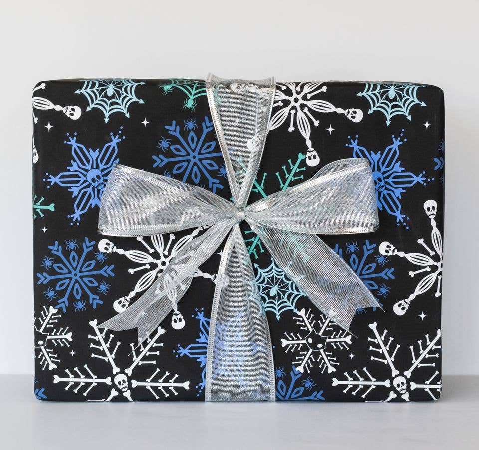 Spooky Cat Press - Skull Snowflake Gift Wrap (8ft Roll)