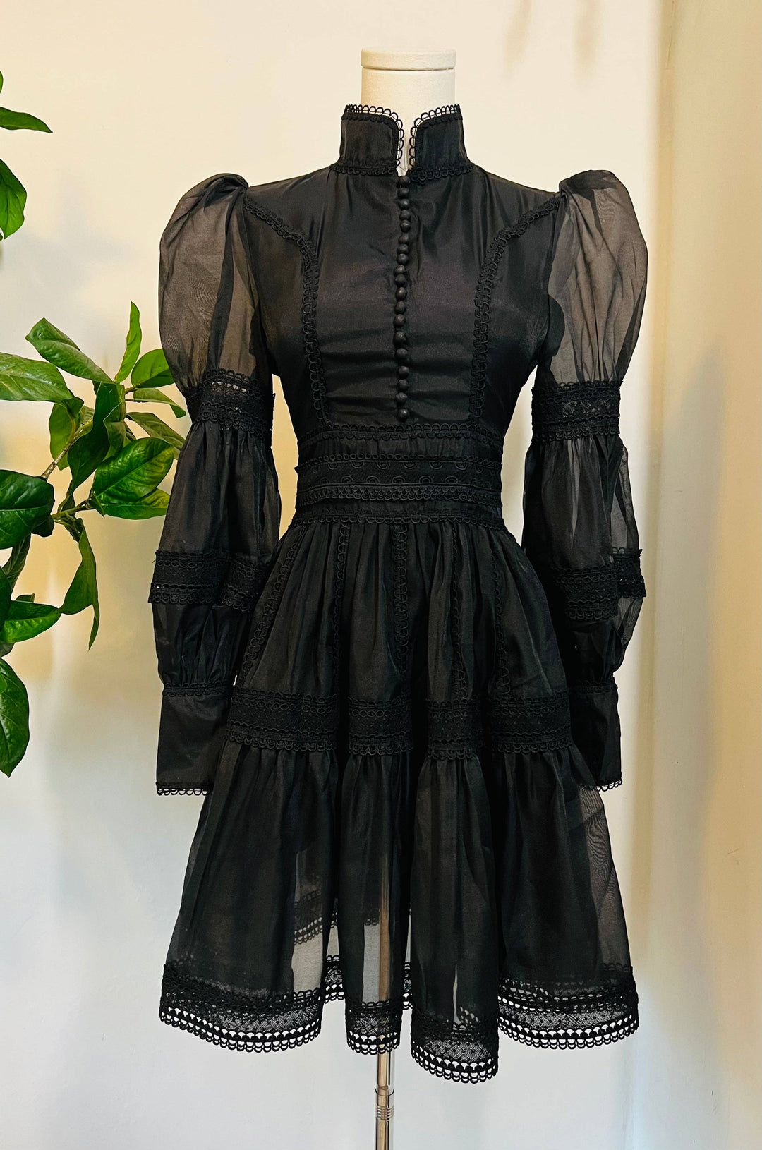 Morgana Dress, Romantic Victorian Inspired Party Dress - BLACK