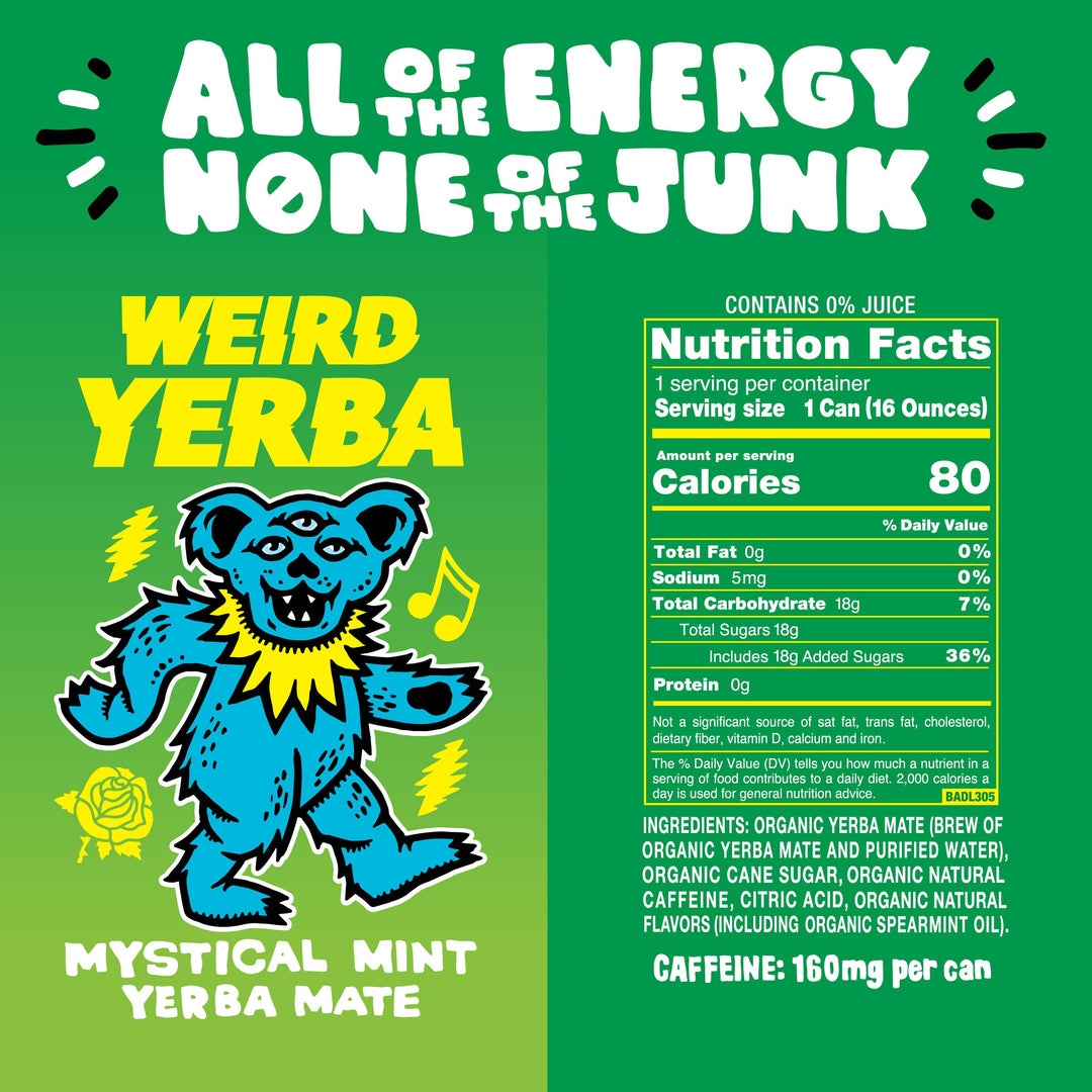 Weird Beverages - Organic Mystical Mint Yerba Mate 16oz Cans