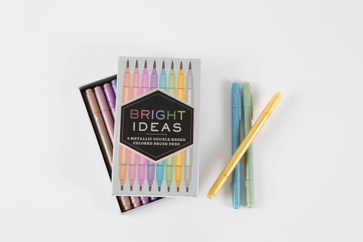 Chronicle Books - Bright Ideas Metallic Double-Ended Colored Brush Pens