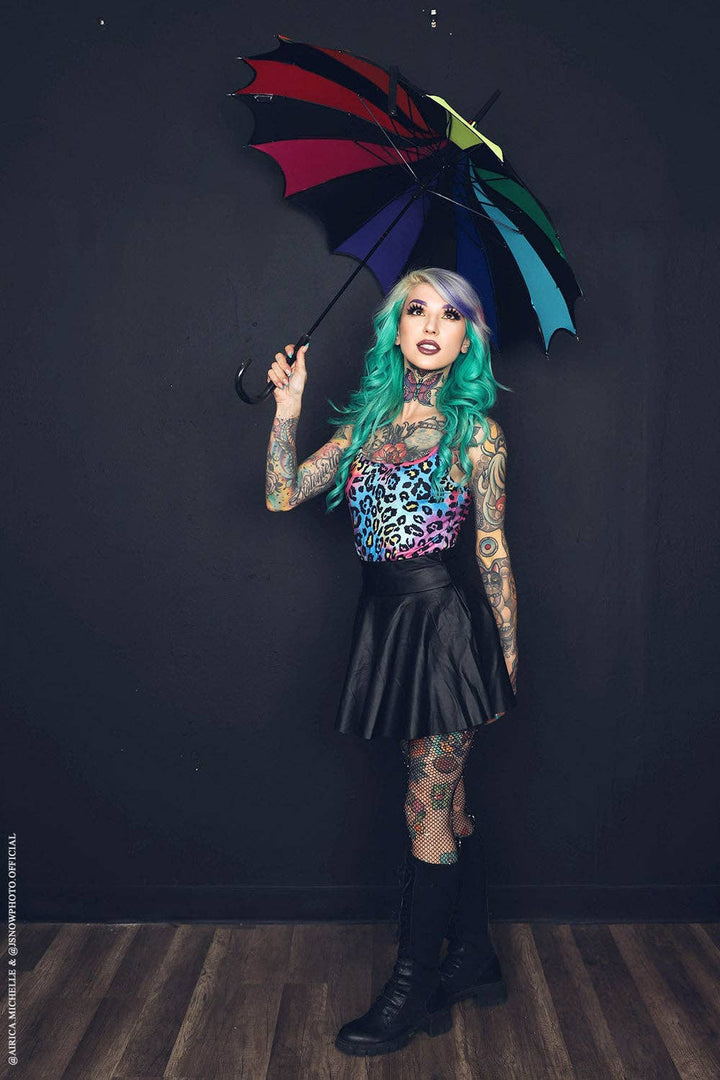 vampirefreaks - Batwing Pagoda Umbrella [Goth Rainbow]