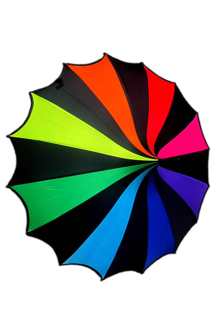 vampirefreaks - Batwing Pagoda Umbrella [Goth Rainbow]