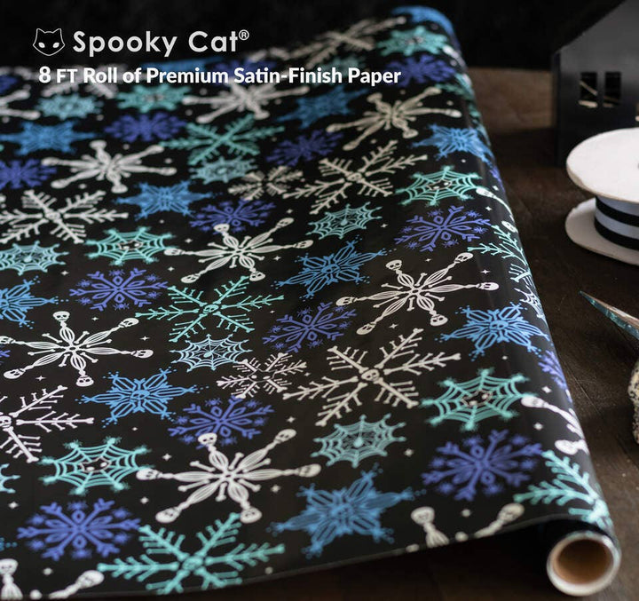 Spooky Cat Press - Skull Snowflake Gift Wrap (8ft Roll)