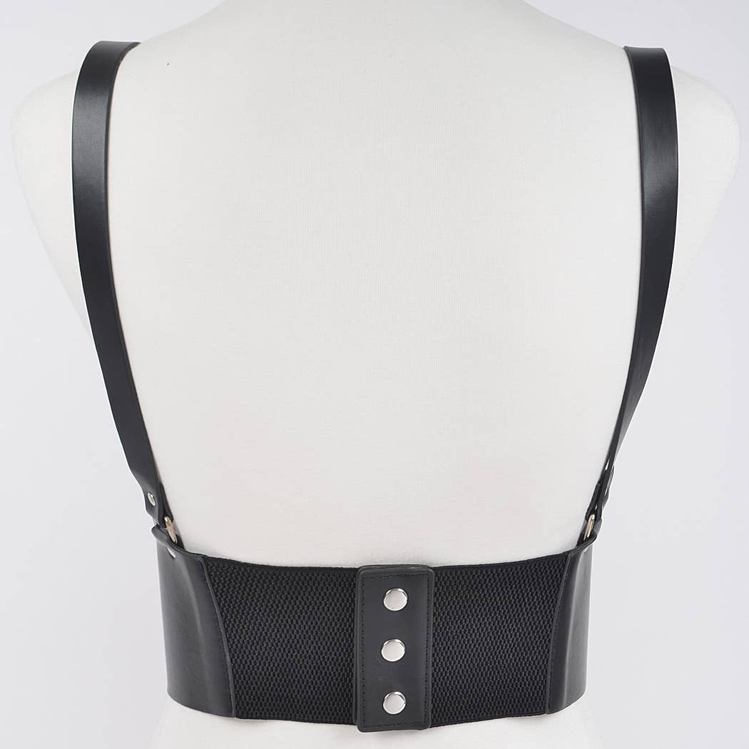 3AM BY H&D ACCESSORIES - Vegan Leather Corset Harness Belt: BK