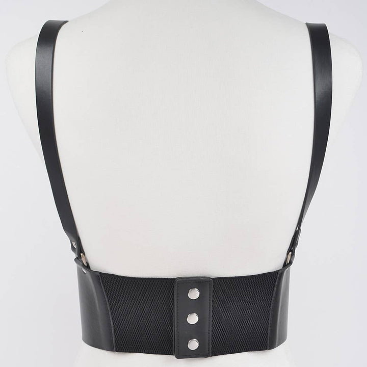 3AM BY H&D ACCESSORIES - Vegan Leather Corset Harness Belt: BK