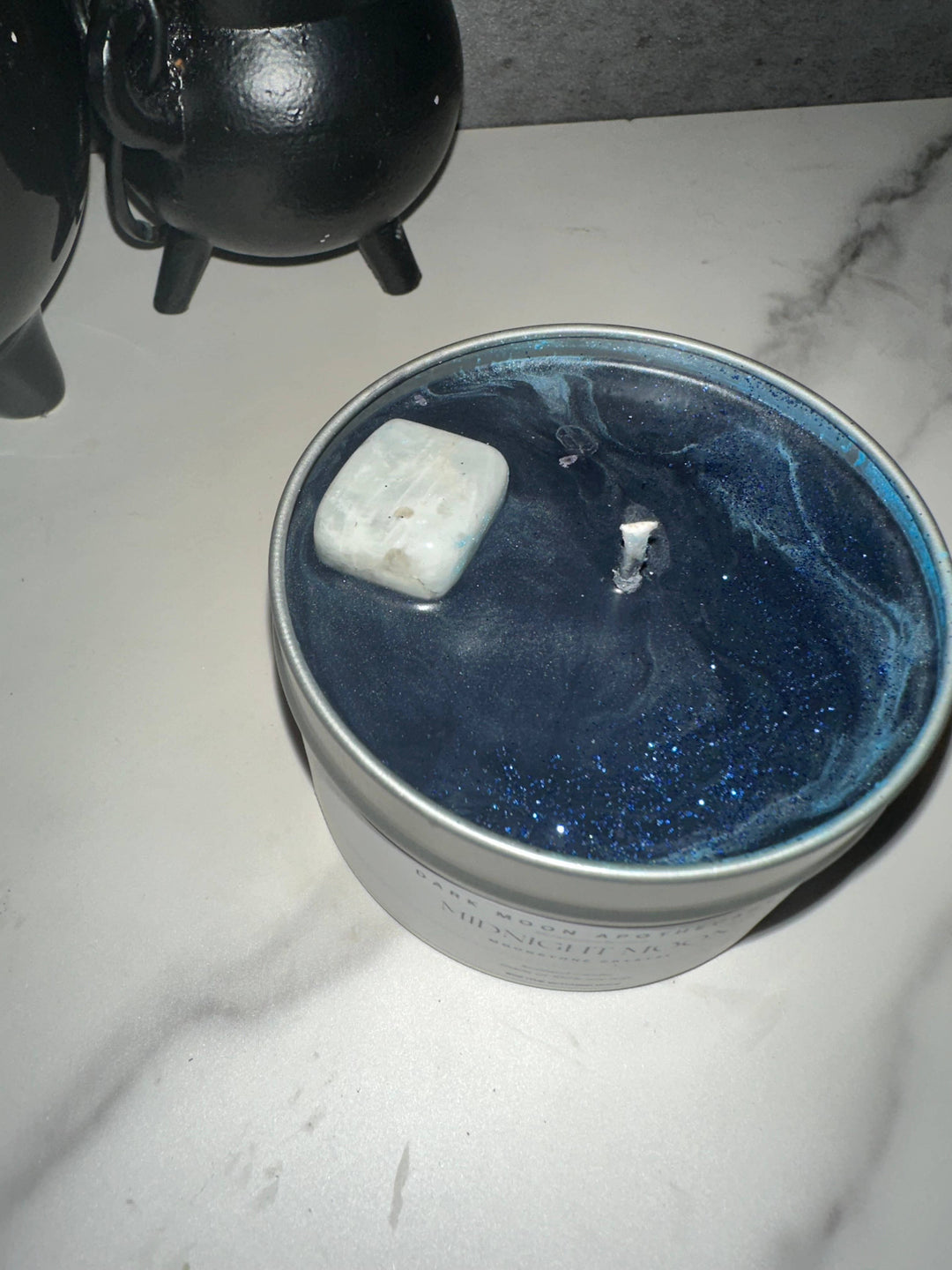 The Dark Moon Apothecary - Midnight Moon 8oz Soy candle with Moonstone Crystal