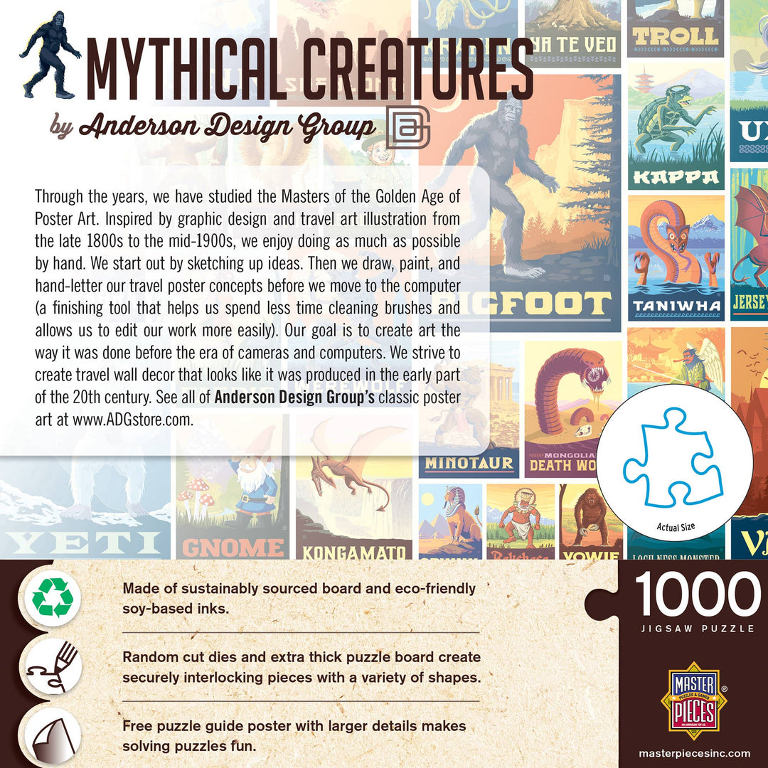 MasterPieces Puzzles - Vintage Posters - Mythical Creatures 1000 Piece Jigsaw Puzzle