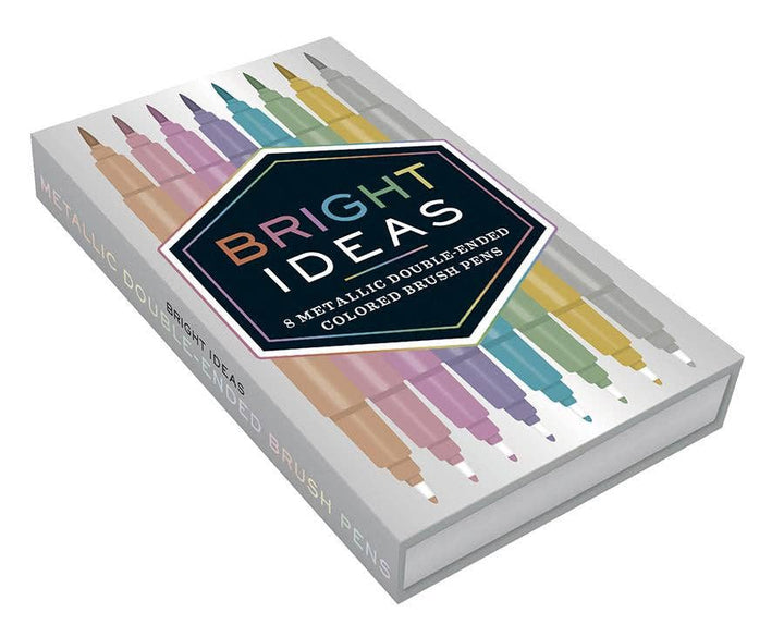 Chronicle Books - Bright Ideas Metallic Double-Ended Colored Brush Pens