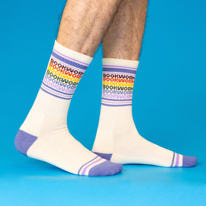 Gumball Poodle - Bookworm - Vintage Rainbow repeat Gym Crew Socks