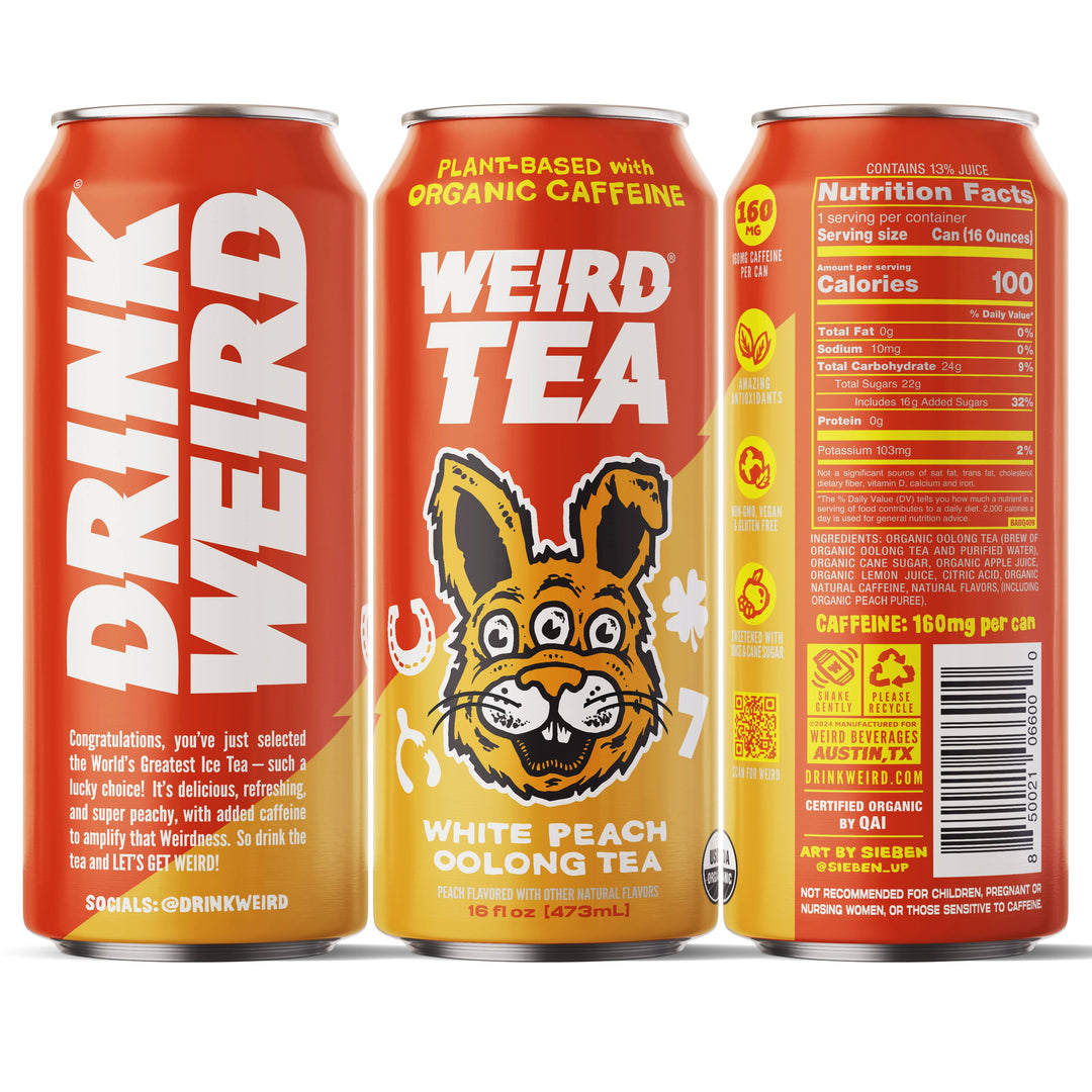 Weird Beverages - Organic White Peach Oolong Iced Tea 16oz Can