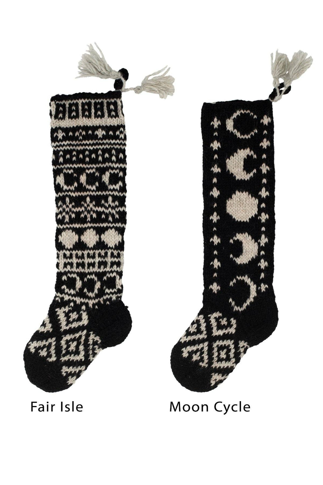 Lakhays Collection Inc. - Pure Wool Handcrafted Celestial Hand Knit Felt Home Stocking: Fair Isle / One Size