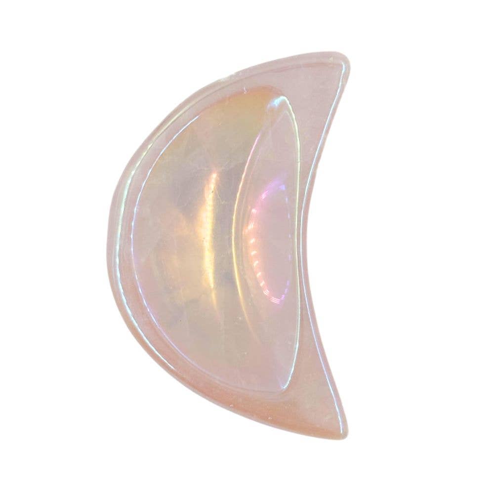 Earths Elements Wholesale - Shaped Crystals - Aura Rose Quartz Trinket Dish, Moon