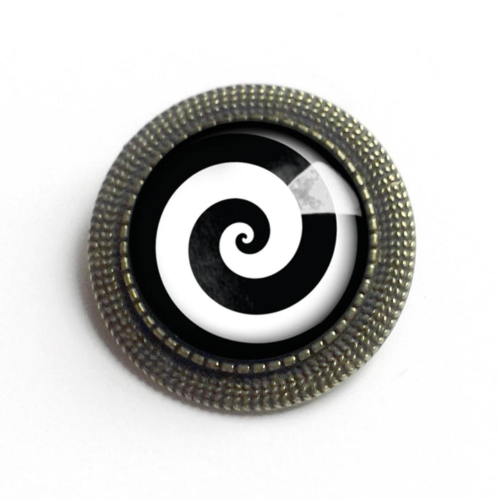 Black and White Spiral Goth Halloween Brooch
