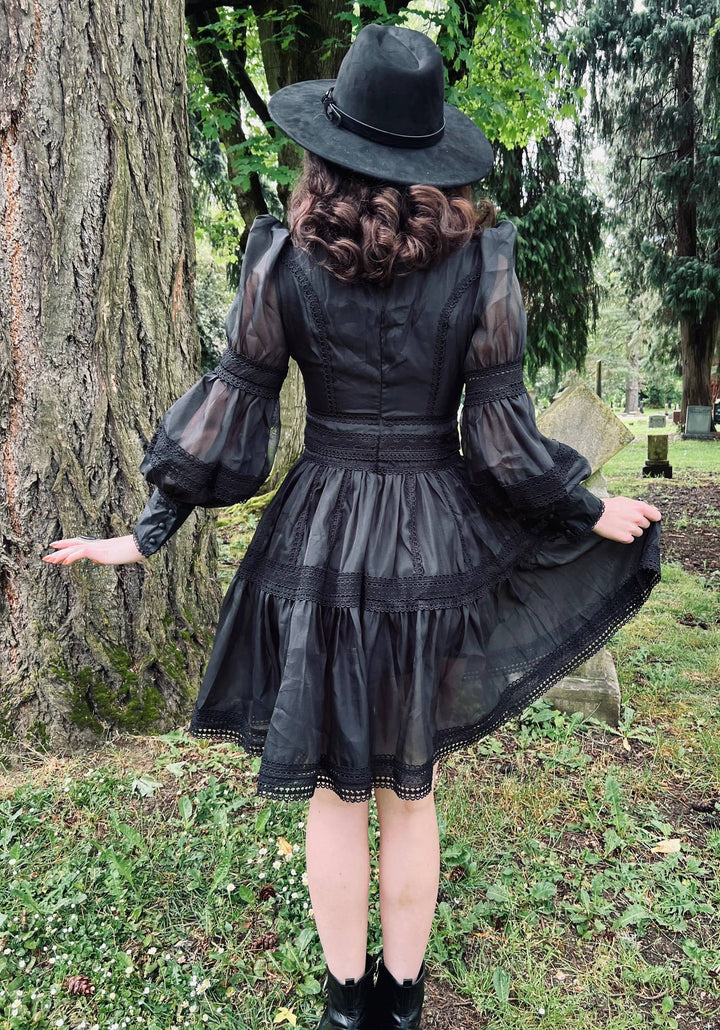 Morgana Dress, Romantic Victorian Inspired Party Dress - BLACK