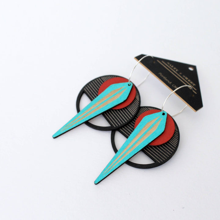 Architectural Lightweight Leather + Birch earring